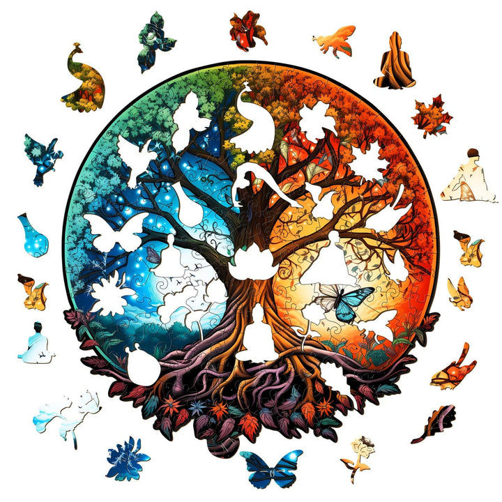 Yin Yang Tree Of Life 7 Wooden Jigsaw Puzzle
