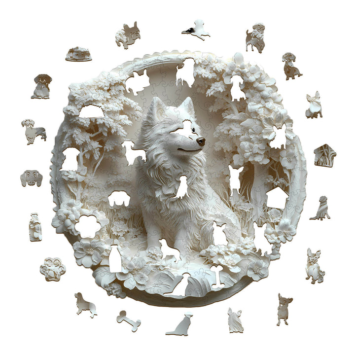 3D Paper Samoyed Wooden Jigsaw Puzzle - By Woodbests