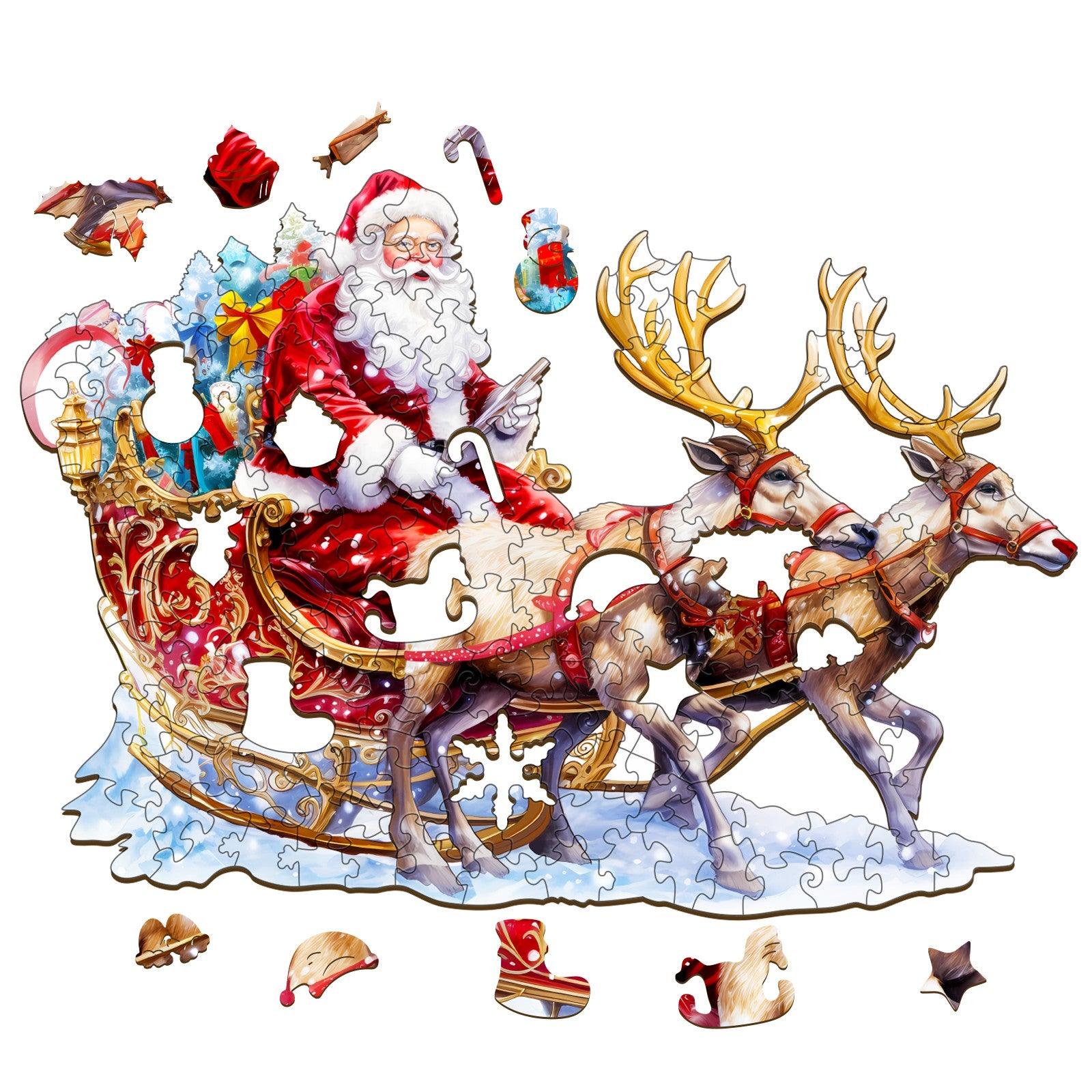 Santa and Rudolph Wooden Jigsaw Puzzle-Woodbests