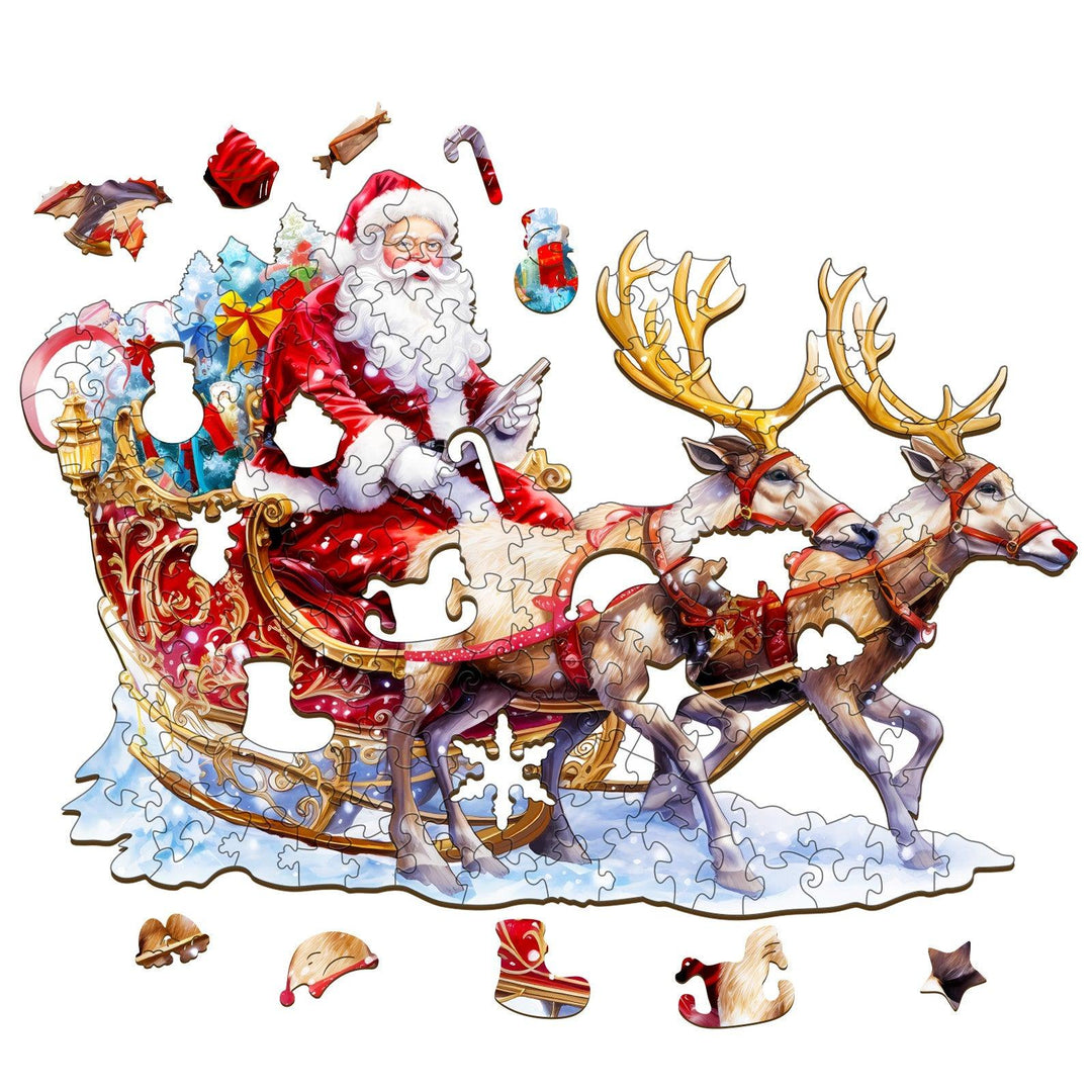 Santa and Rudolph Wooden Jigsaw Puzzle