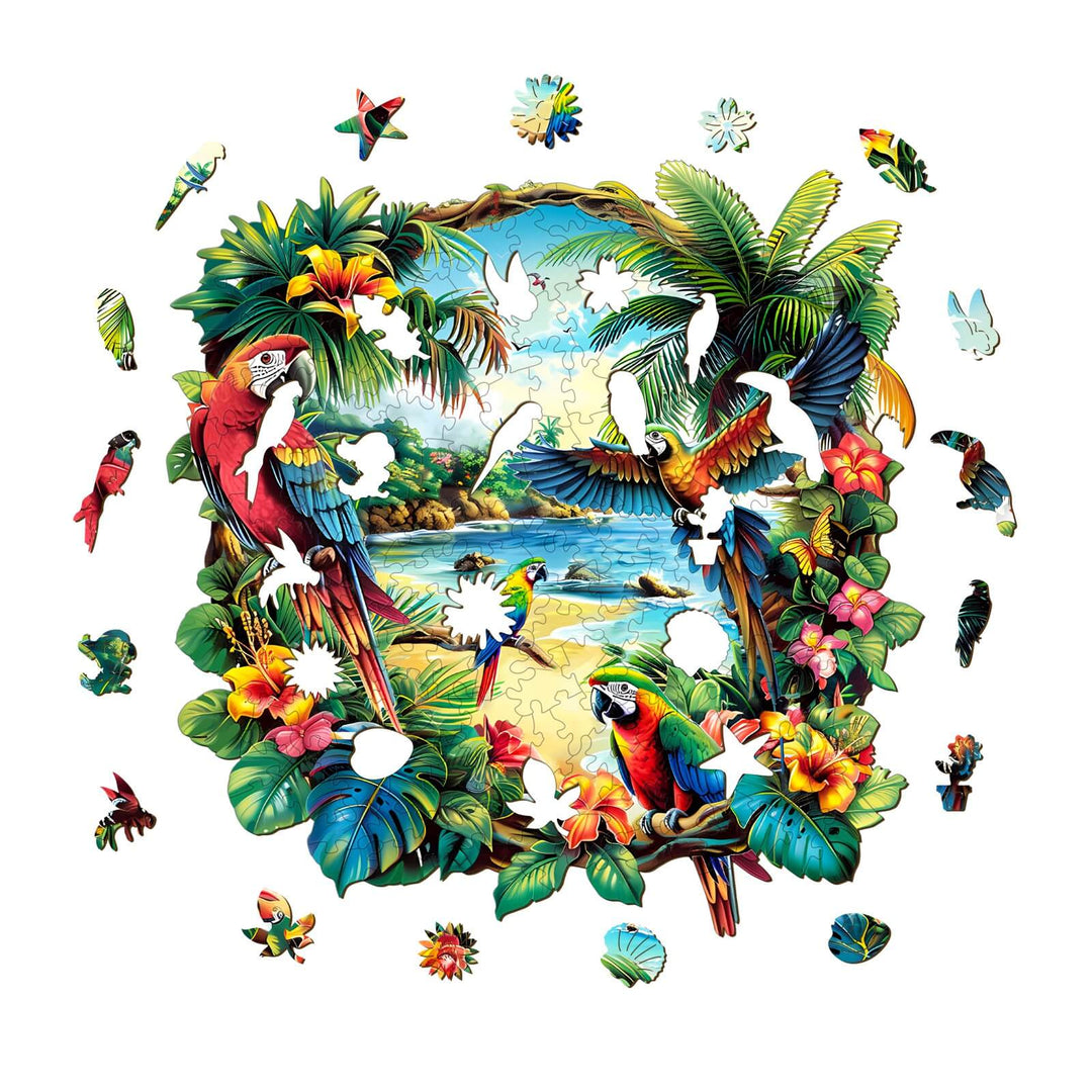 Tropical Parrot Wooden Jigsaw Puzzle