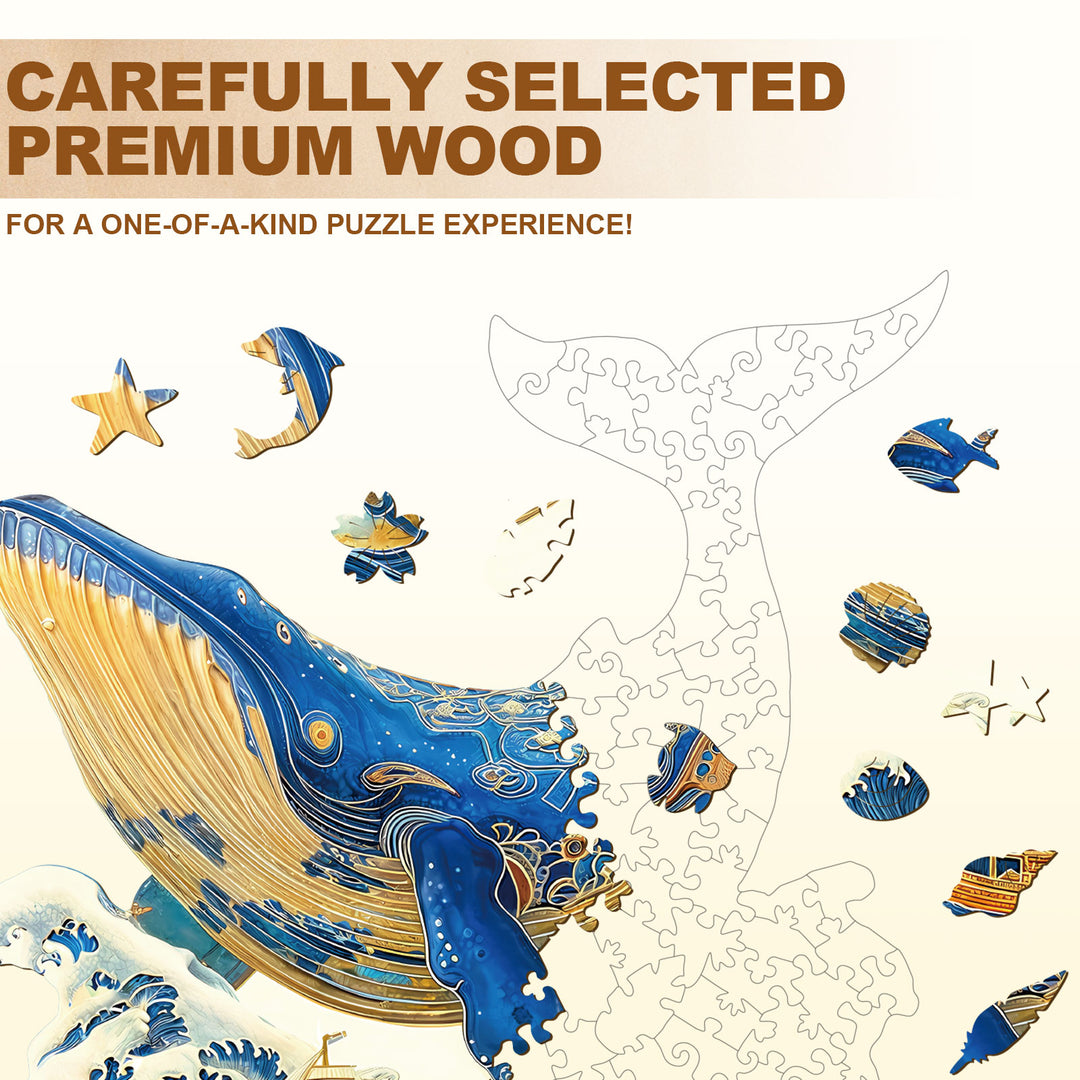 Golden Whale Wooden Jigsaw Puzzle