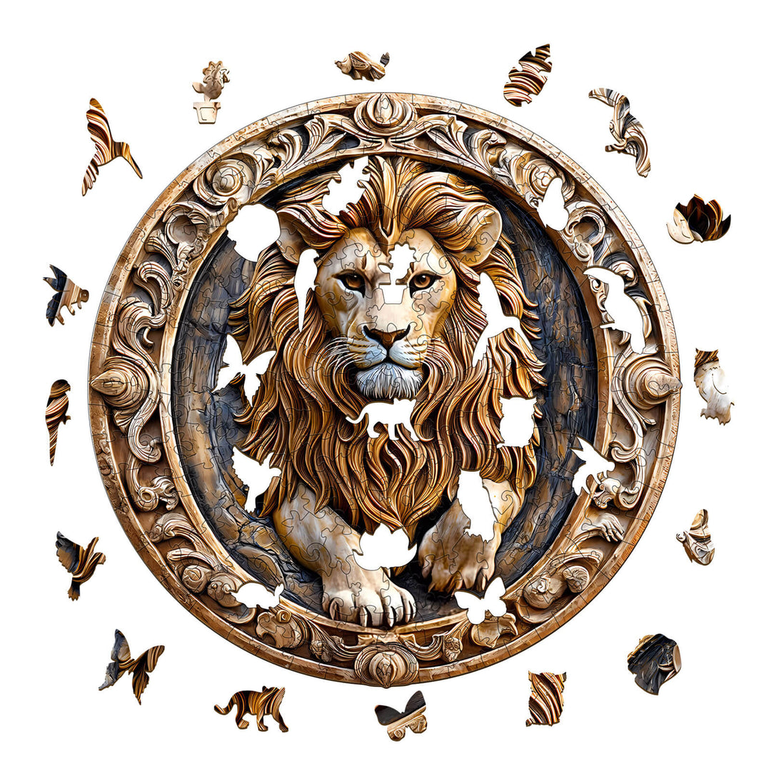 3D sculpture lion Wooden Jigsaw Puzzle