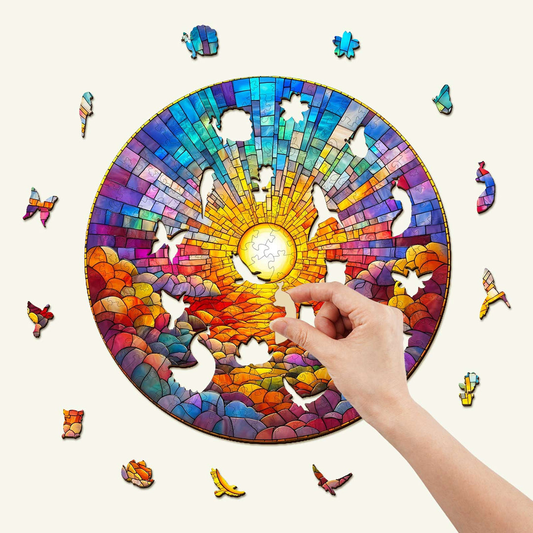 Buntglas Regenbogen Holzpuzzle