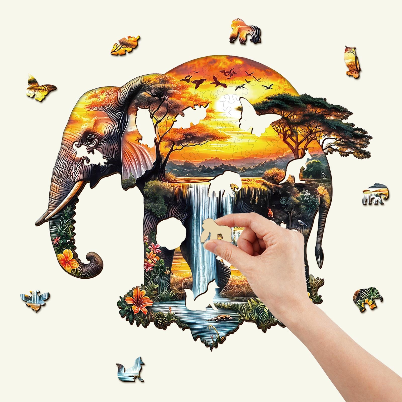 Afrikanischer Elefant Holz-Puzzlespiel