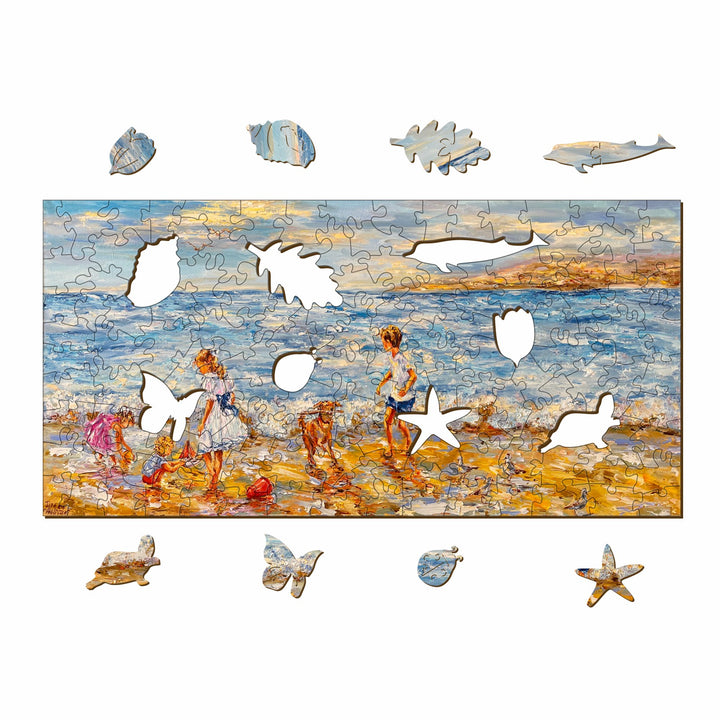 Puzzle en bois au bord de la mer – Par l’artiste Diana Malivani