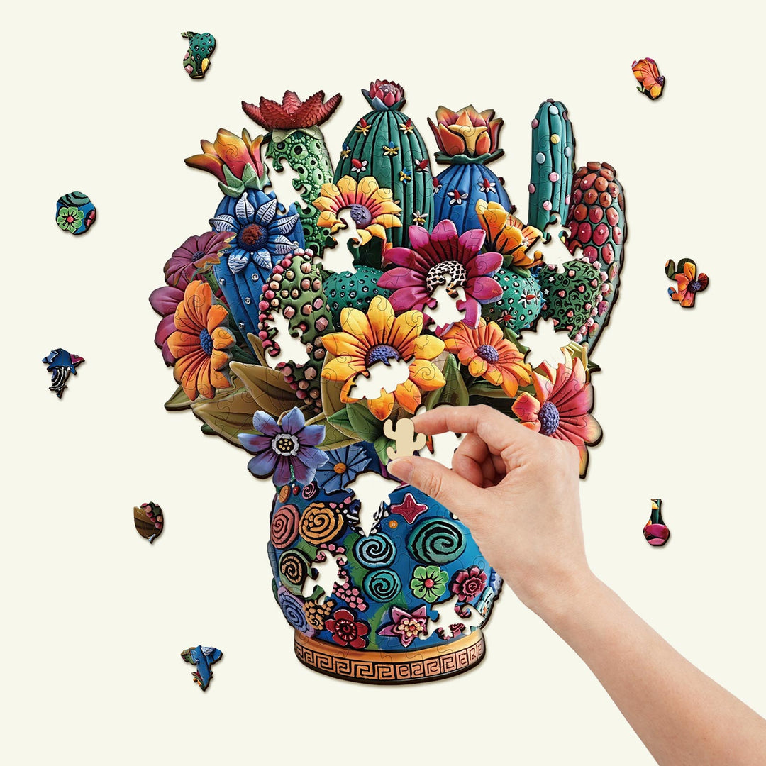 Blooming cactus Wooden Jigsaw Puzzle