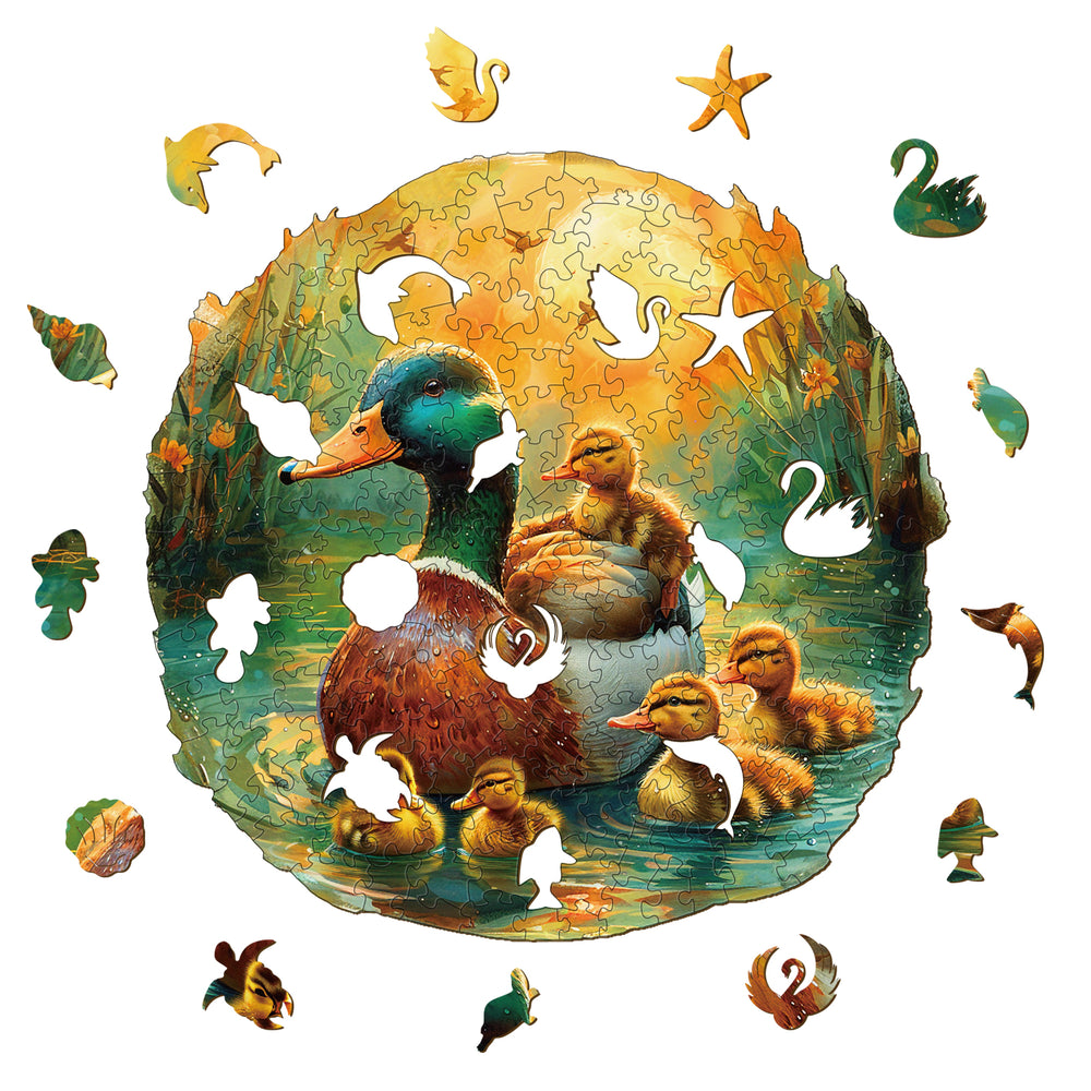 Duck In The Pond Wooden Jigsaw Puzzle-Woodbests
