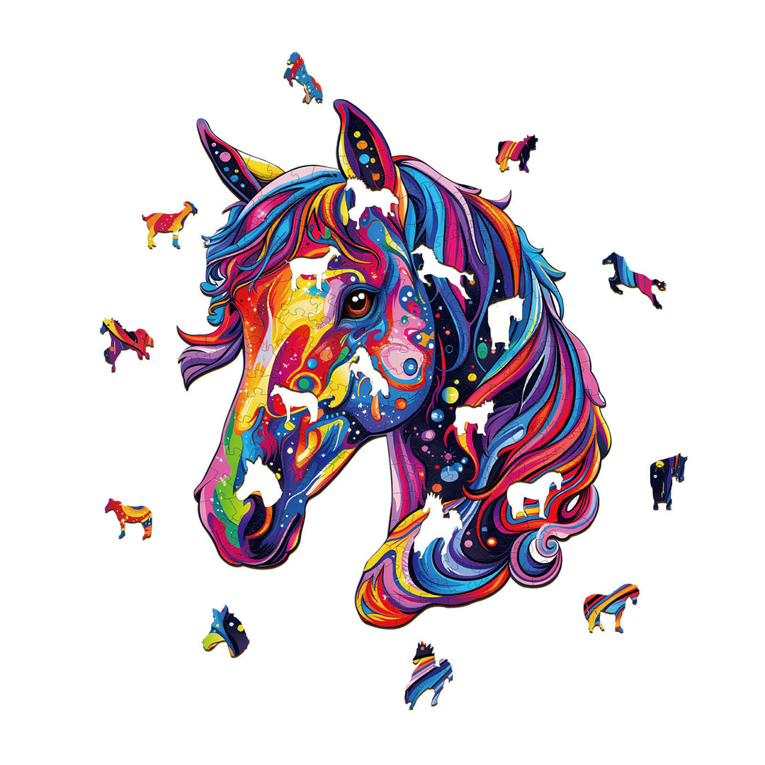 Colorful Horse Wooden Jigsaw Puzzle - Woodbests