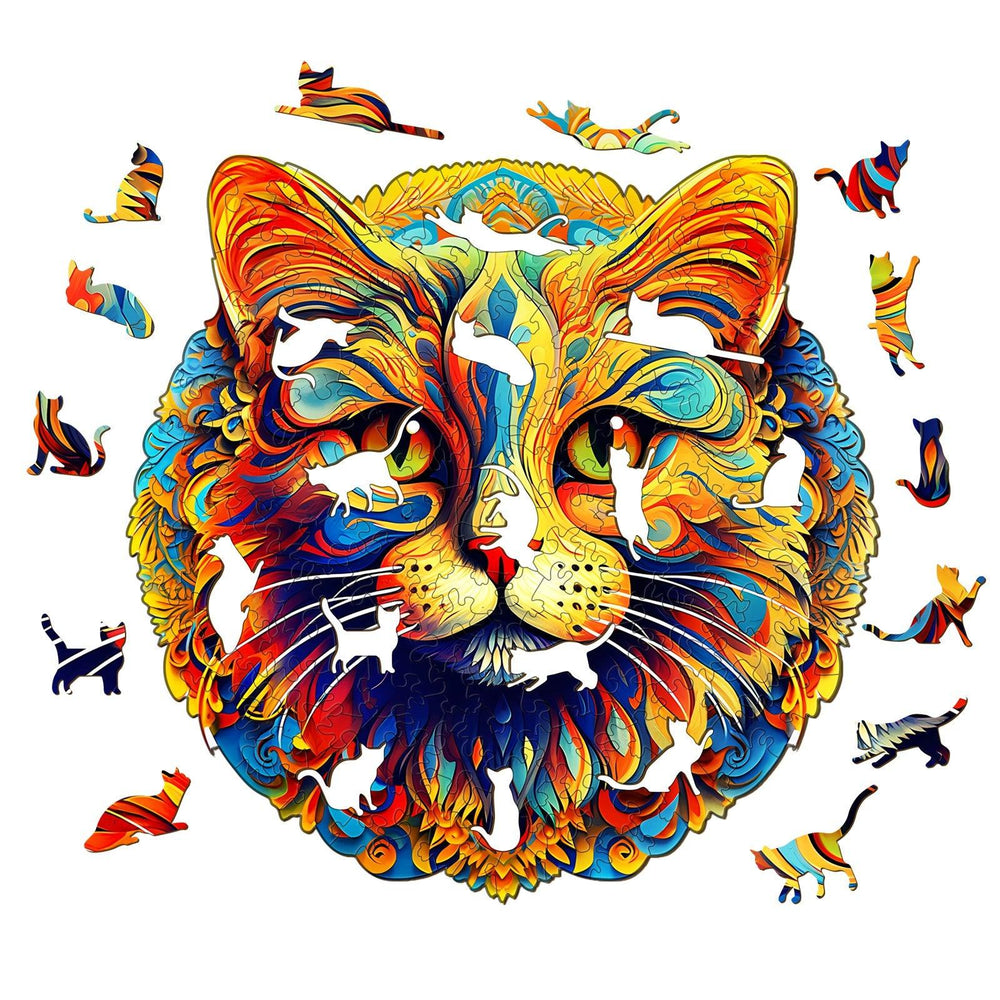 Colorful Cat Wooden Jigsaw Puzzle-Woodbests
