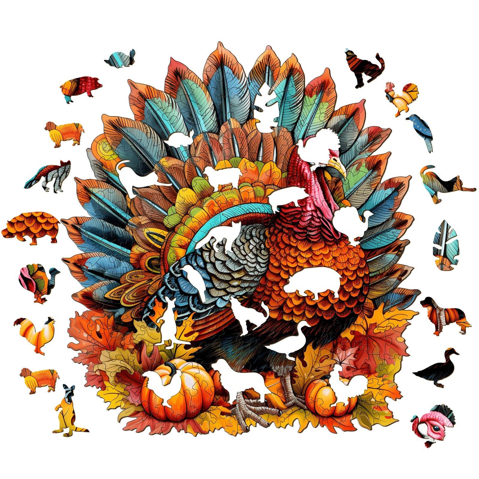 Colorful Turkey Wooden Jigsaw Puzzle-Woodbests