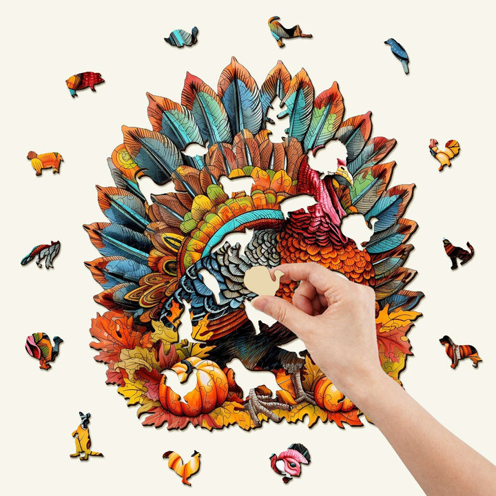 Rompecabezas de Madera de Pavo Colorido