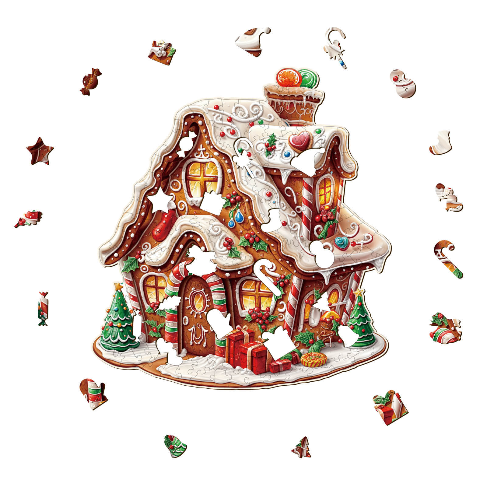 Christmas Gingerbread House-2 Wooden Jigsaw Puzzle - Woodbests