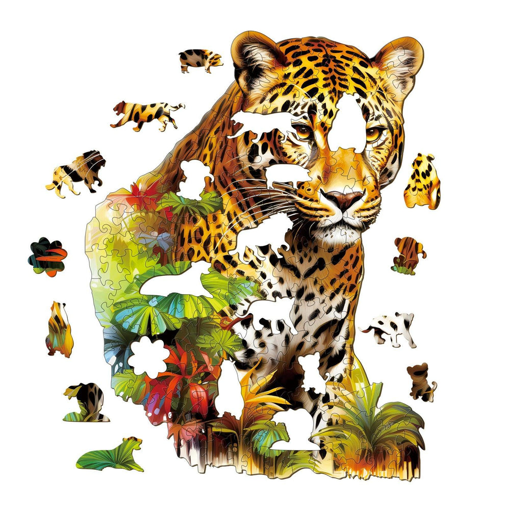 Jungle Cheetah Wooden Jigsaw Puzzle-Woodbests