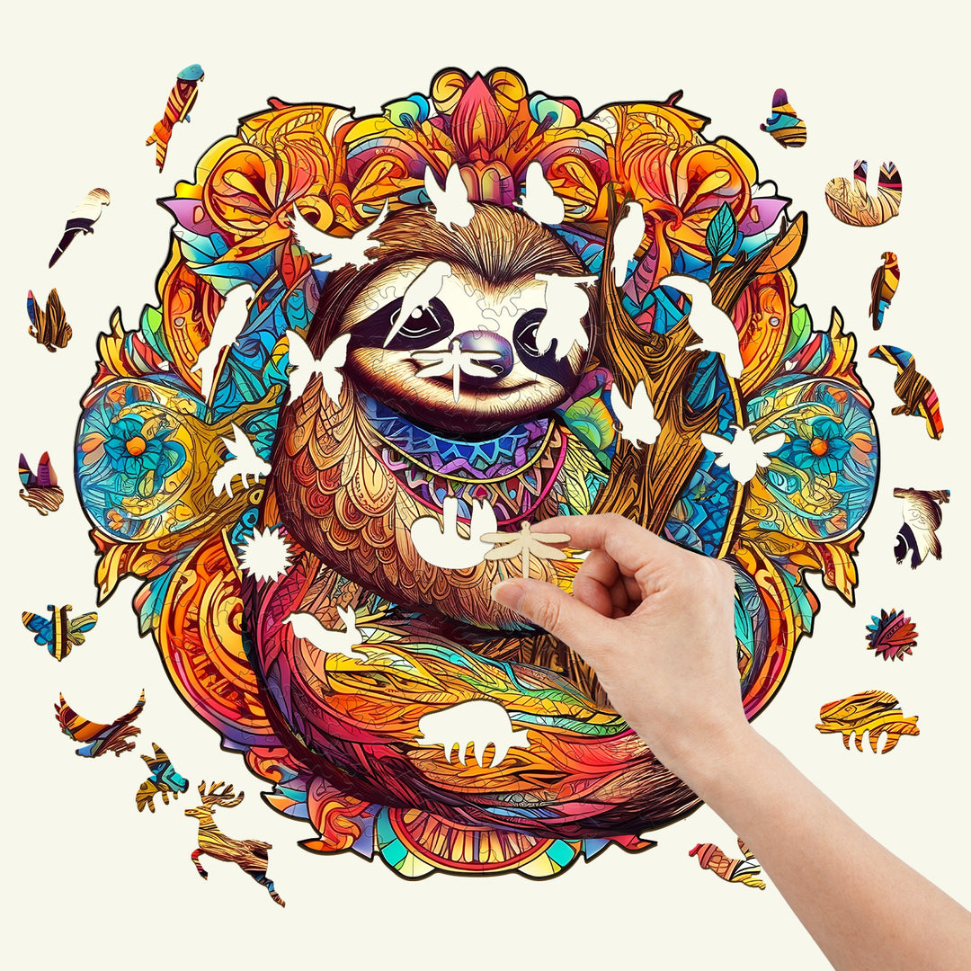 Happy Sloth Wooden Jigsaw Puzzle