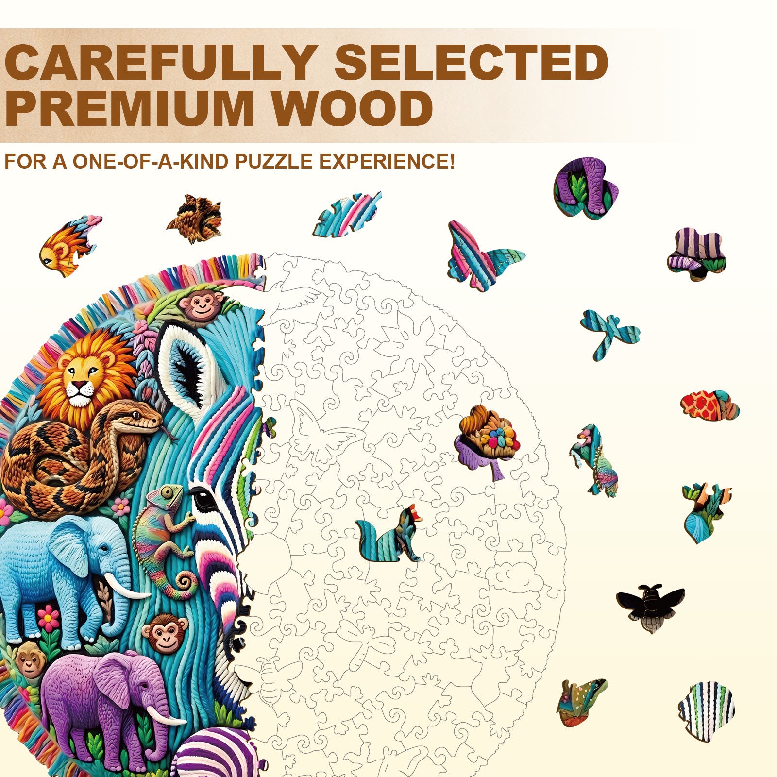 Color Safari Wooden Jigsaw Puzzle
