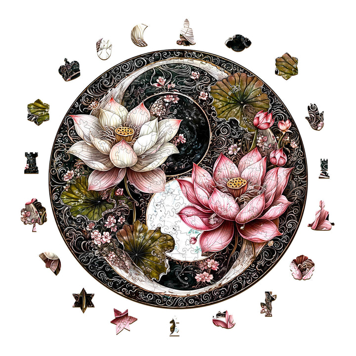 Yin Yang Lotus Wooden Jigsaw Puzzle