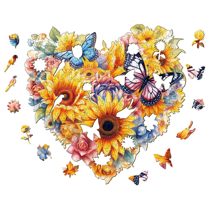 Sunflowers And Butterflies Wooden Jigsaw Puzzle