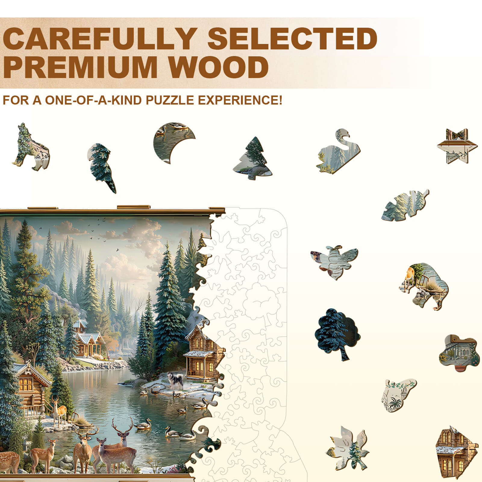 Suitcase scenery-Nordic forest Wooden Jigsaw Puzzle
