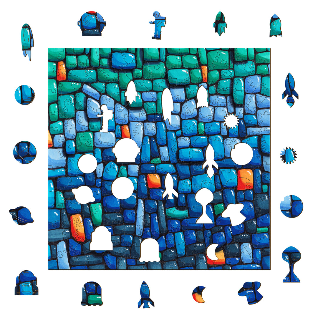 Blue Wall Wooden Jigsaw Puzzle -- By Artist Erin Desjardine