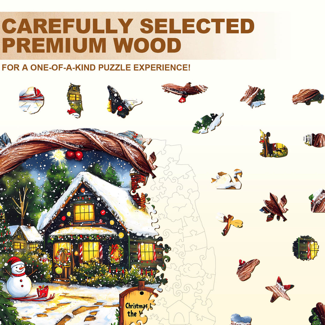 Christmas in the Village Wooden Jigsaw Puzzle
