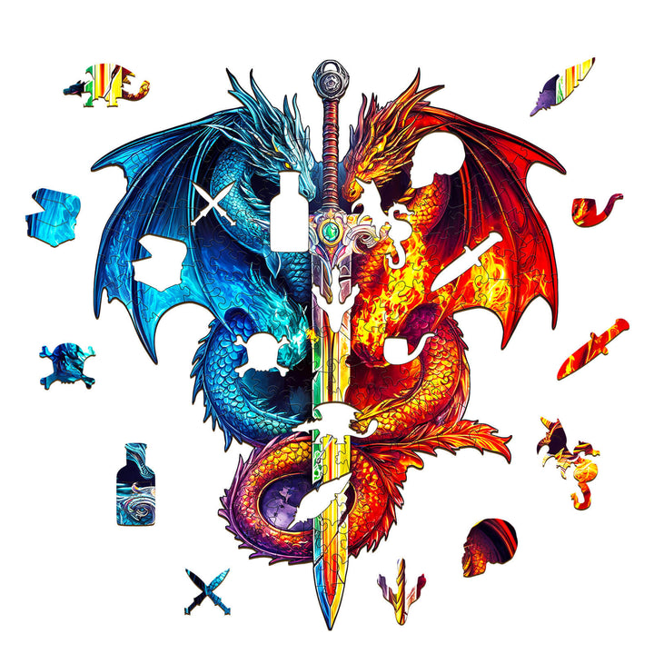 Dragon and Sword Wooden Jigsaw Puzzle - Woodbests