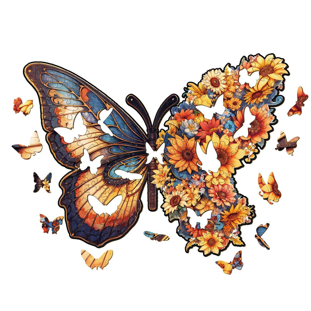 Butterfly Flower Wooden Jigsaw Puzzle-Woodbests