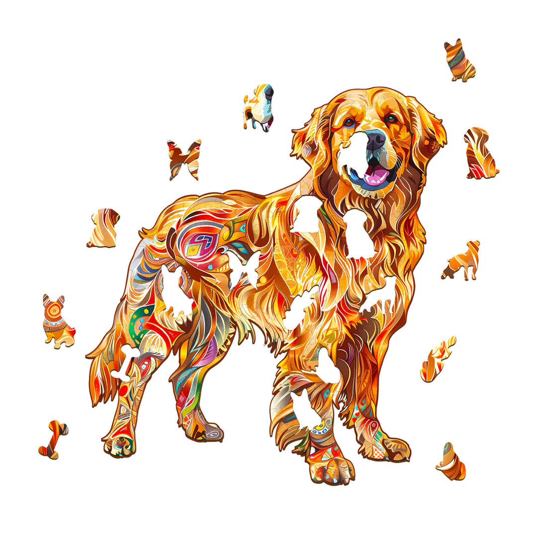 Handsome Golden Retriever Wooden Jigsaw Puzzle - Woodbests