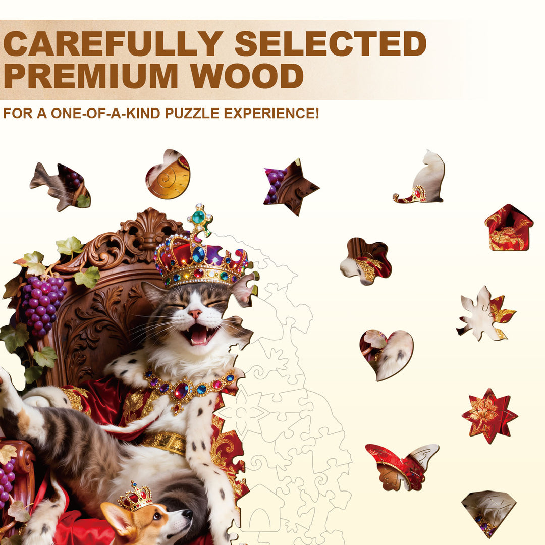 Crowned Feline Wooden Jigsaw Puzzle