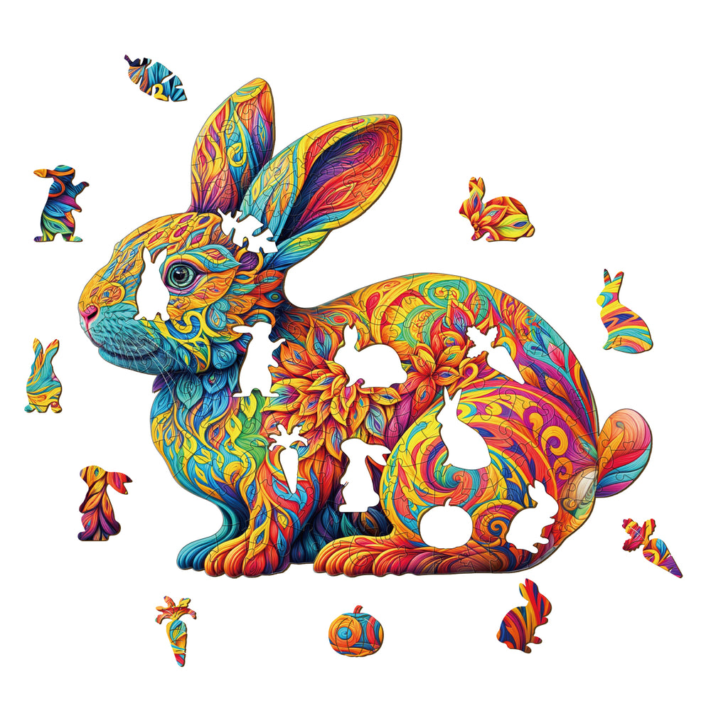 Cute Rabbit Wooden Jigsaw Puzzle-Woodbests