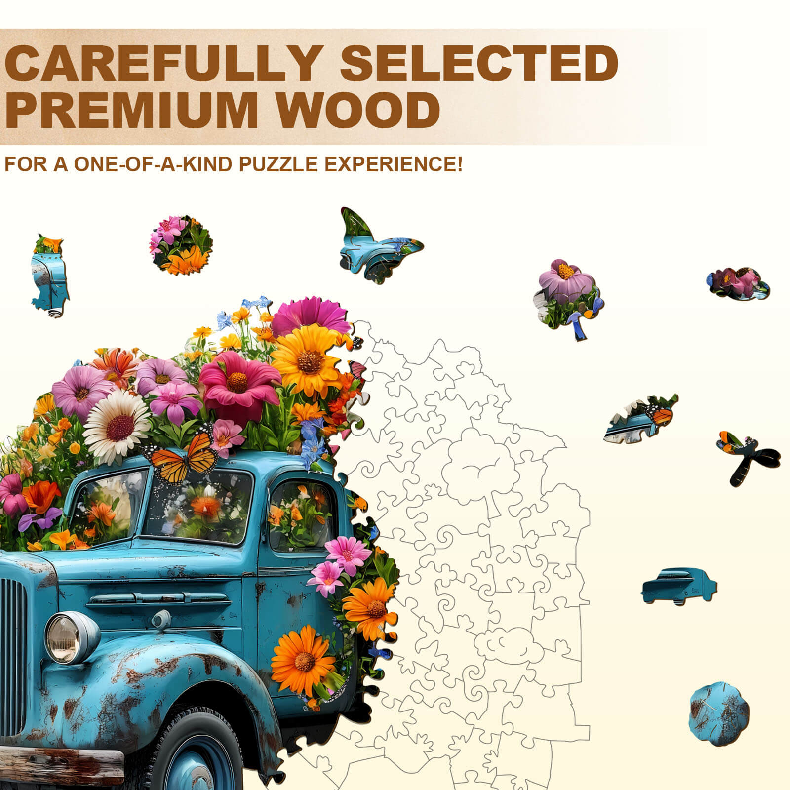Puzzle en bois Camion de Fleurs
