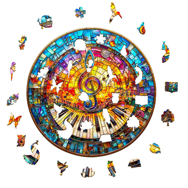 Stained Glass Music Wooden Jigsaw Puzzle