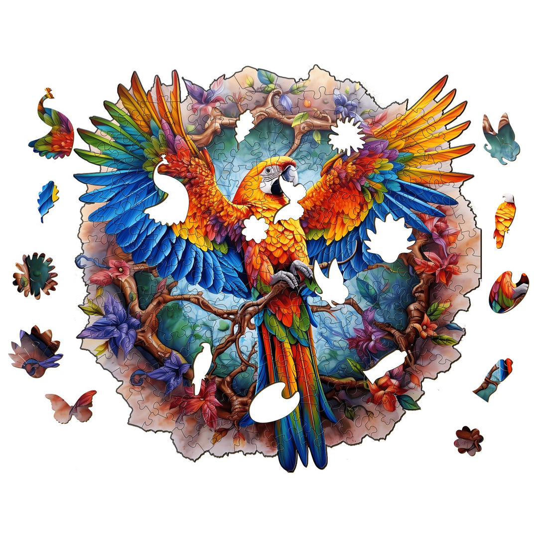 Lively Parrot Wooden Jigsaw Puzzle-Woodbests