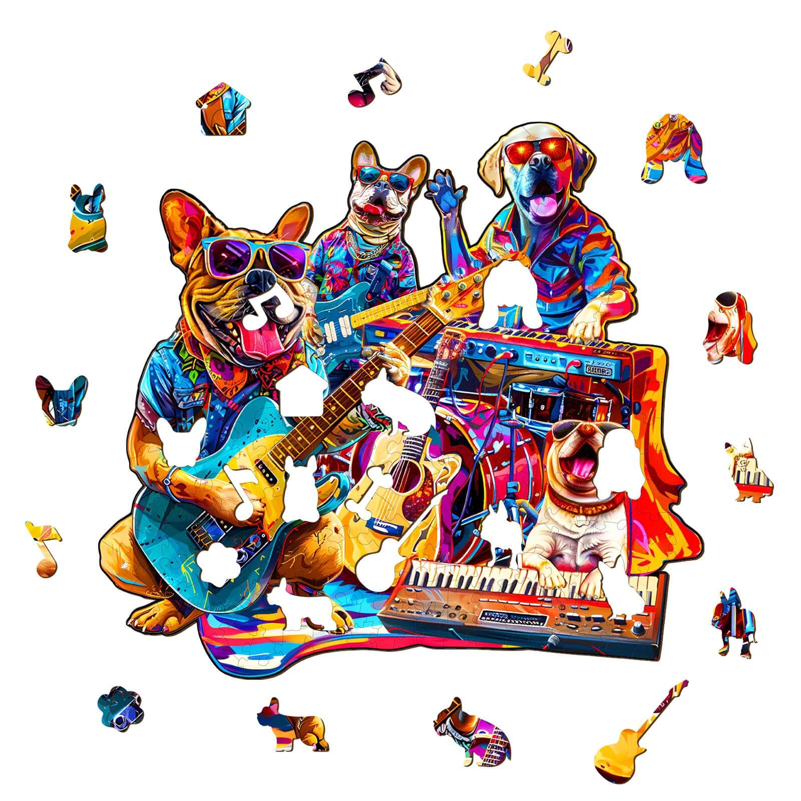 Dog Band Wooden Jigsaw Puzzle
