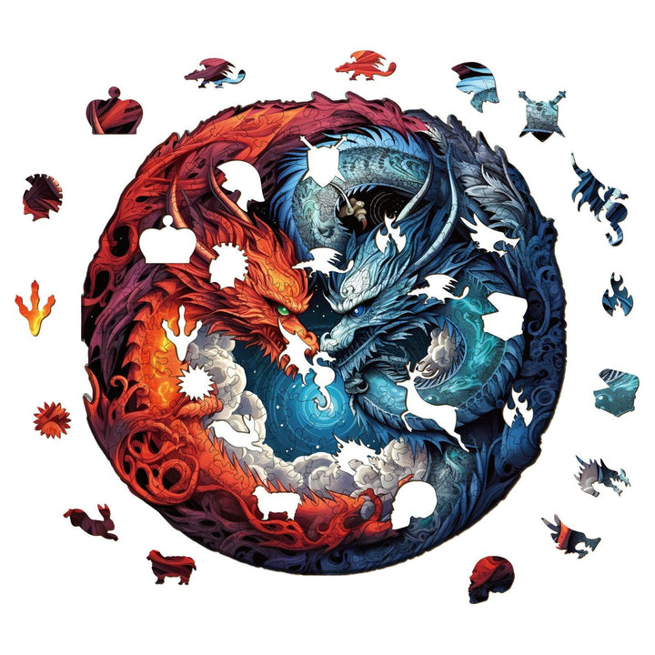 Yin-Yang Dragon-2 Wooden Jigsaw Puzzle