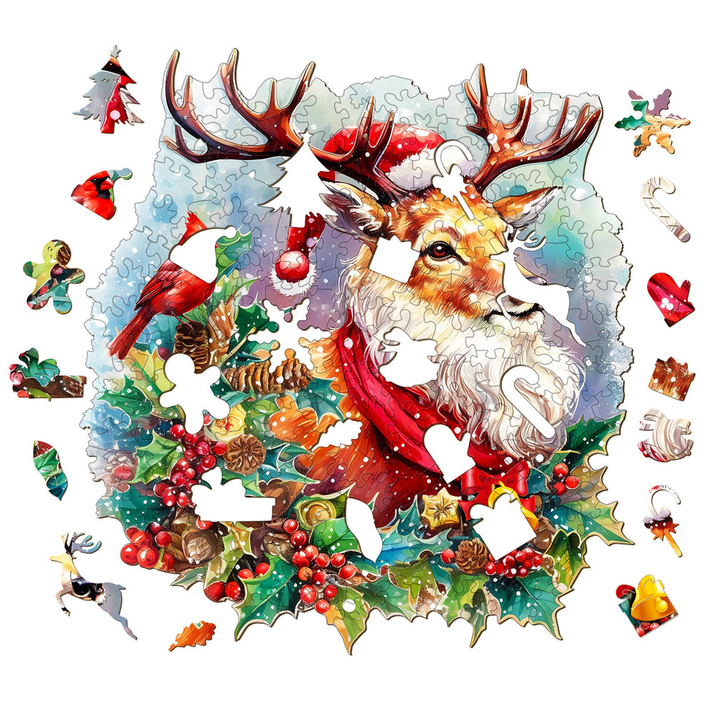 Sparkle Reindeer Wooden Jigsaw Puzzle-Woodbests