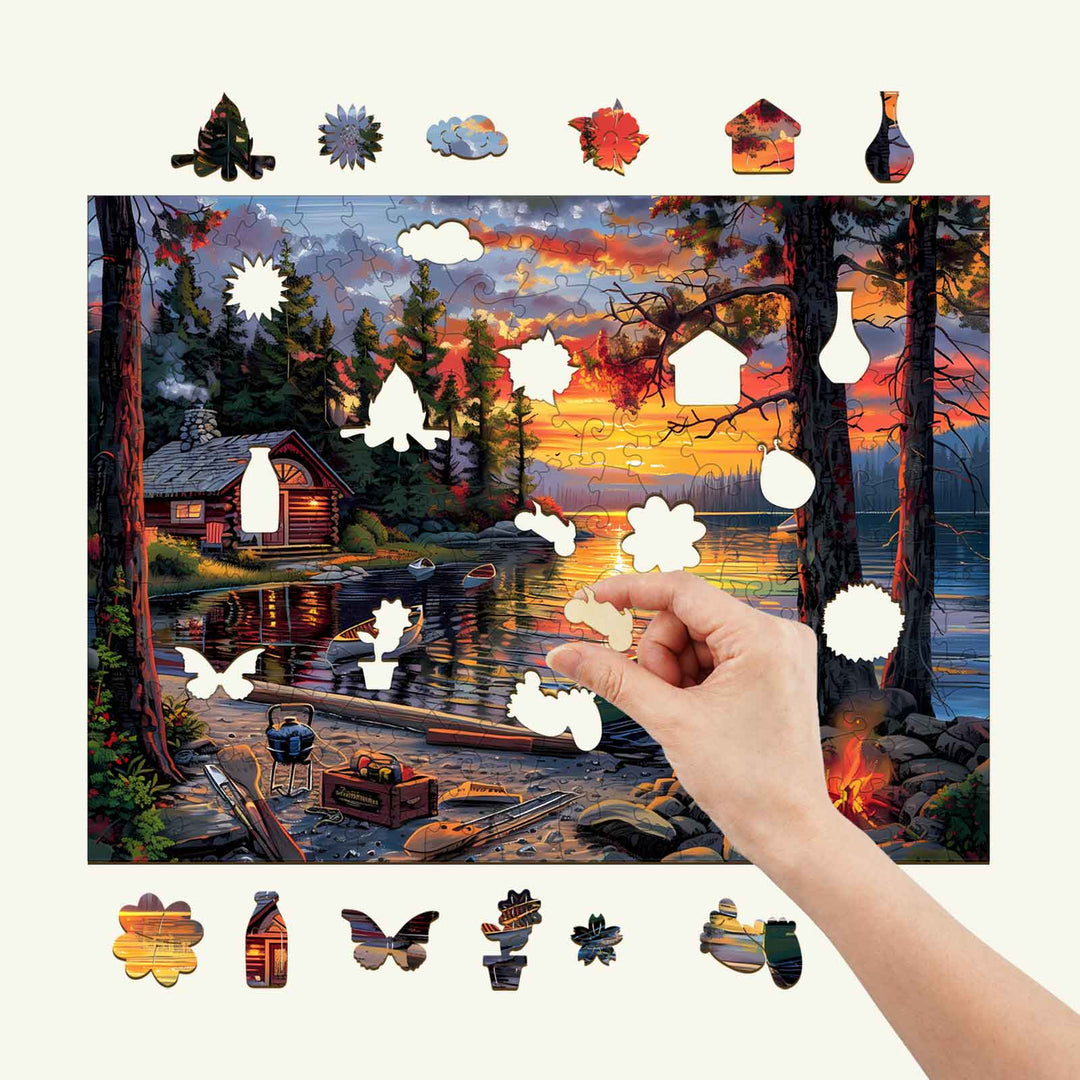 Canoe Lake-1 Wooden Jigsaw Puzzle