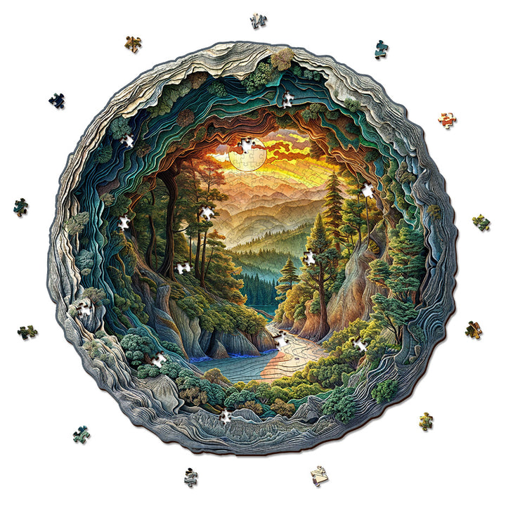 3D Cave Forest 1000 Piece Puzzle