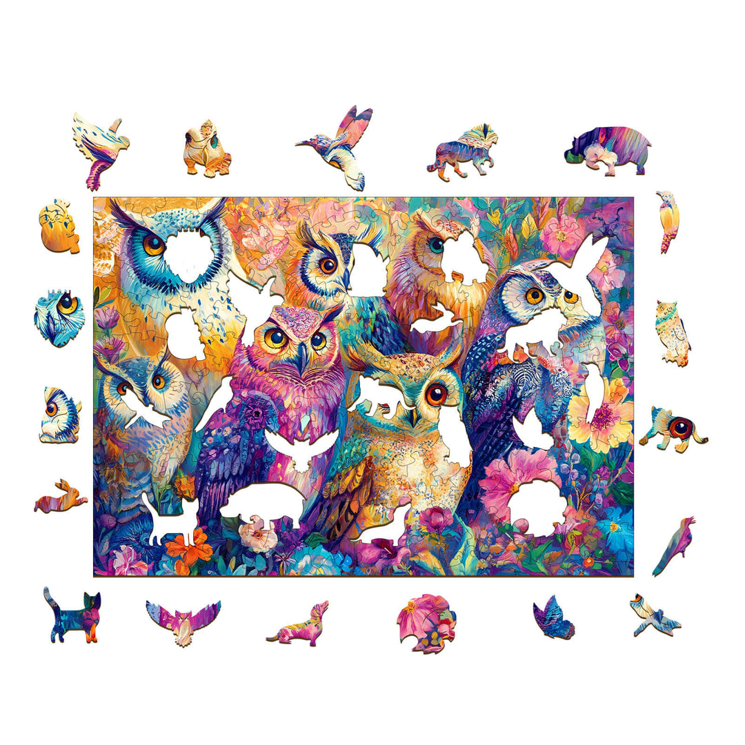 Colored Owl Wooden Jigsaw Puzzle