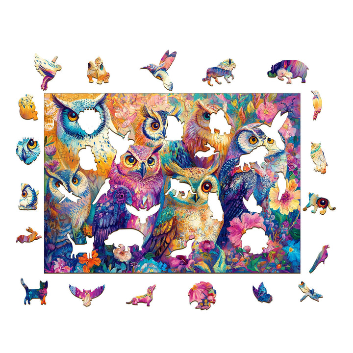 Colored Owl Wooden Jigsaw Puzzle