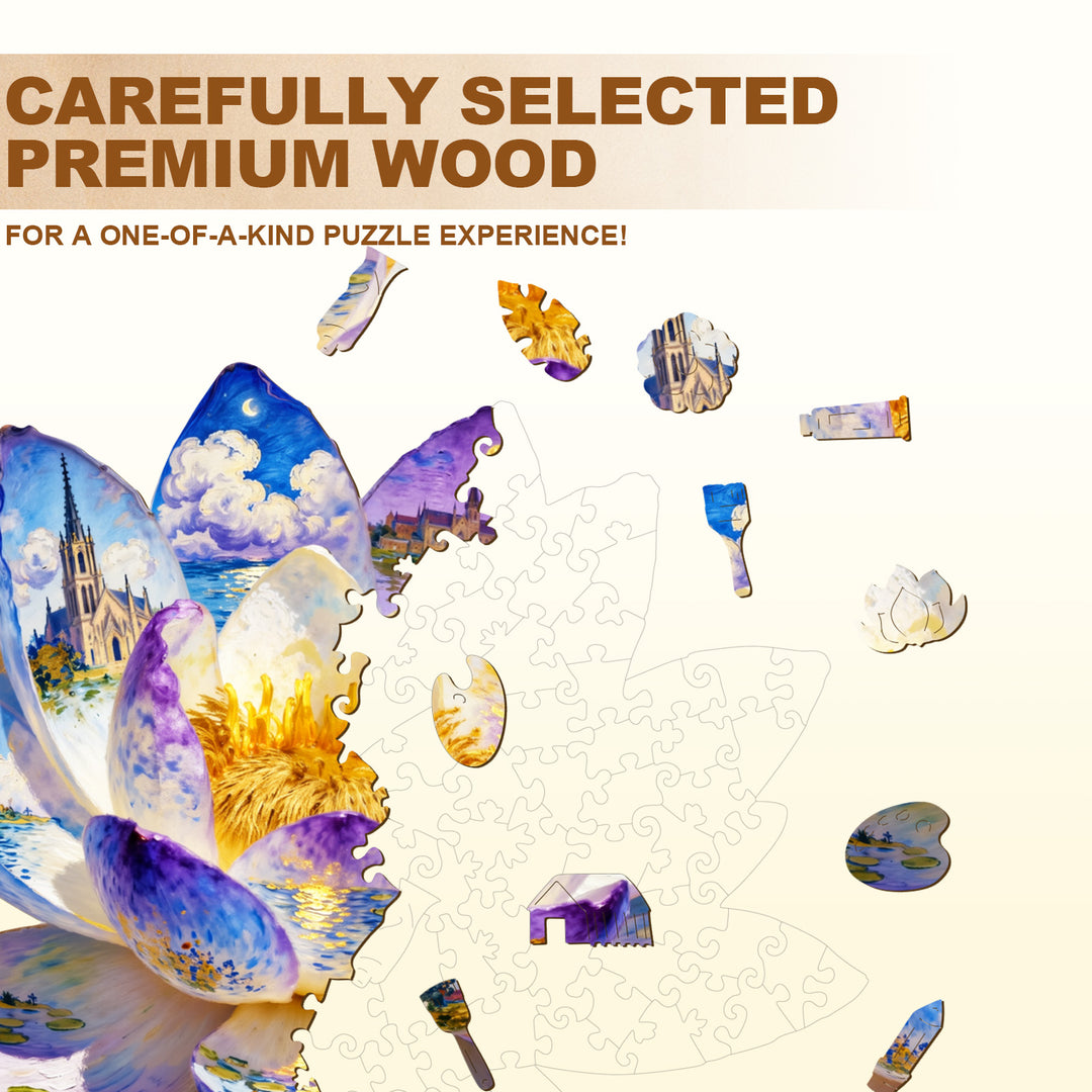 Oil On Lotus Wooden Jigsaw Puzzle