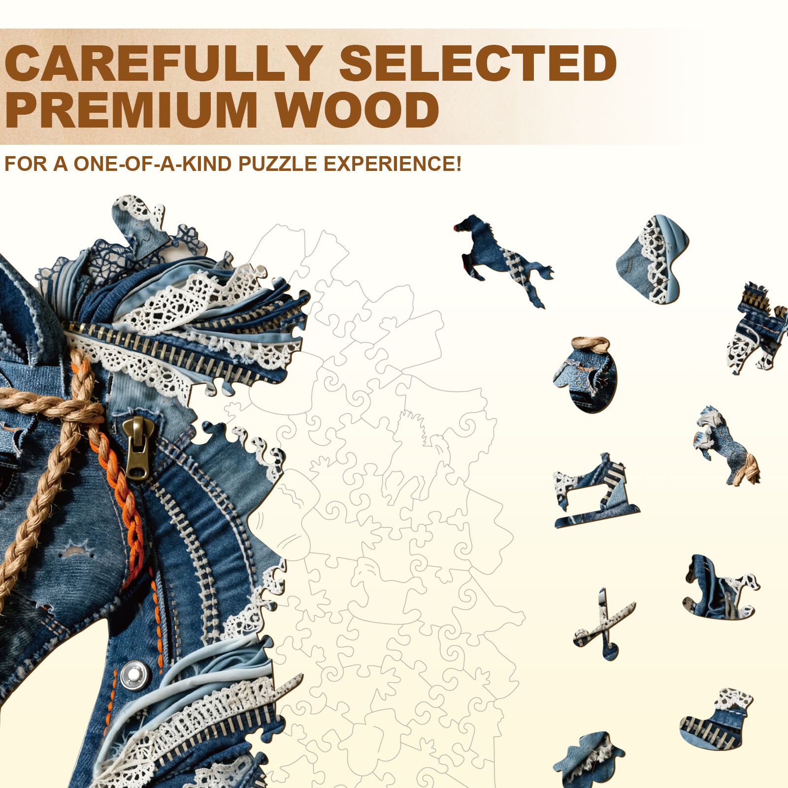 Denim Horse Wooden Jigsaw Puzzle