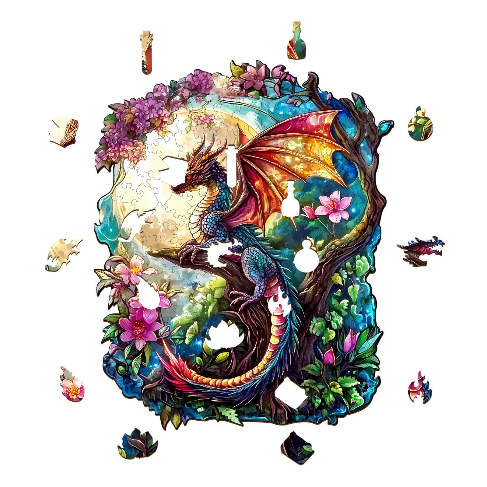 Dragon in Moonlight Wooden Jigsaw Puzzle