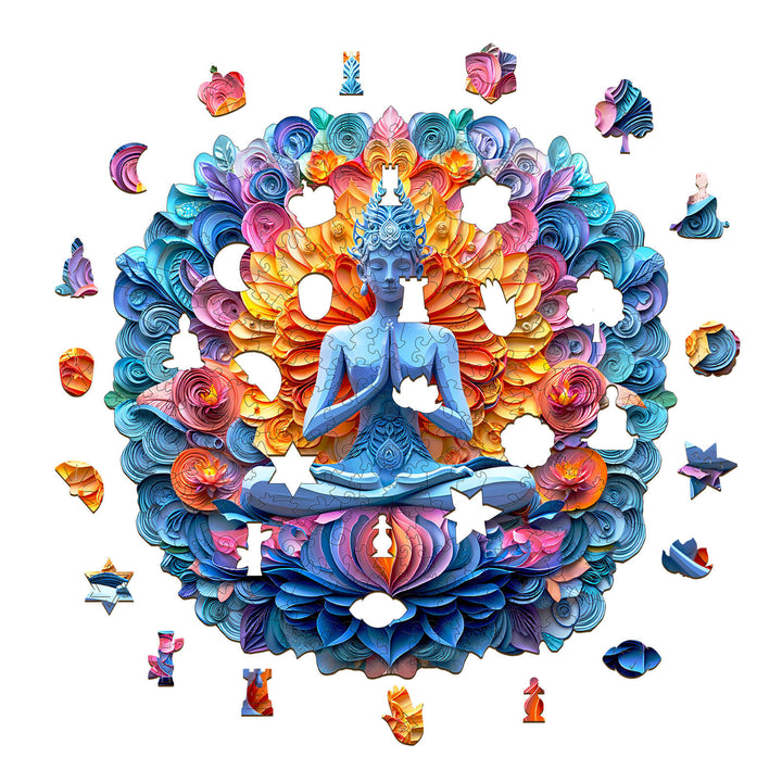 Yoga and mandala Wooden Jigsaw Puzzle