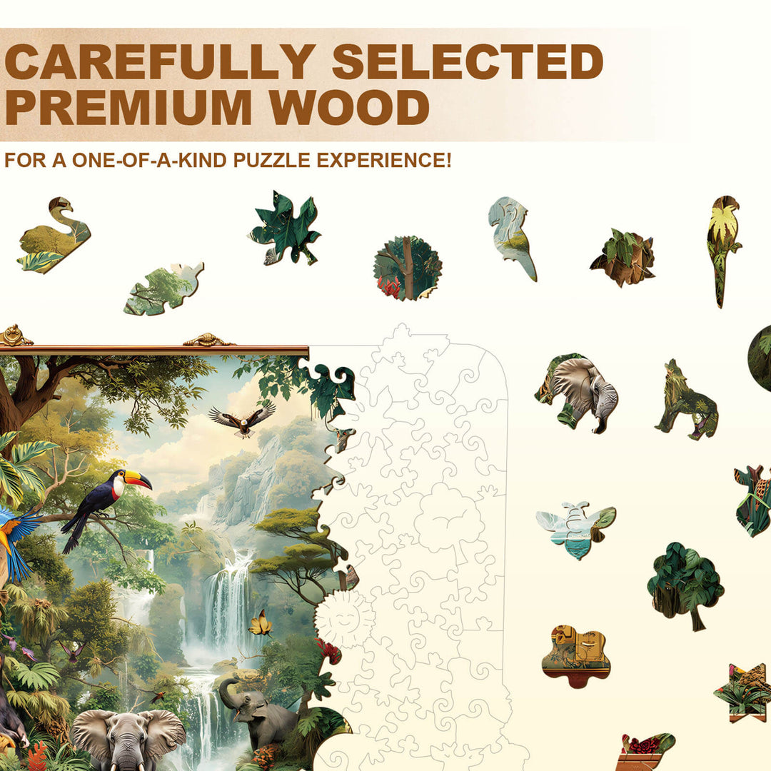 Suitcase scenery-jungle animals Wooden Jigsaw Puzzle