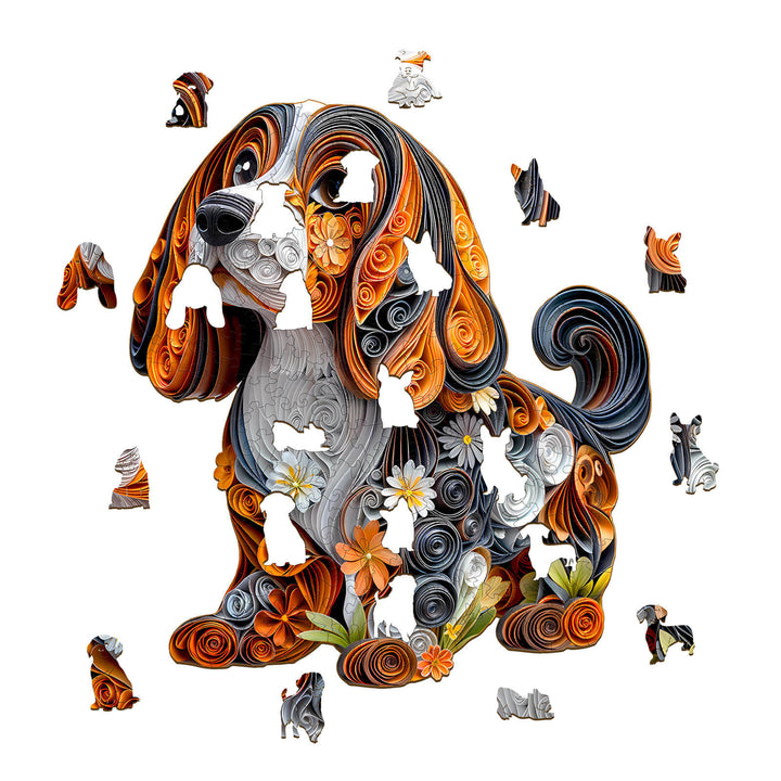 3D paper dachshund  Wooden Jigsaw Puzzle