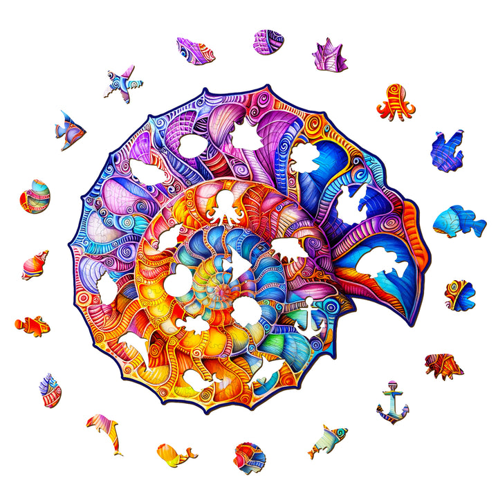 Colorful Nautilus Wooden Jigsaw Puzzle
