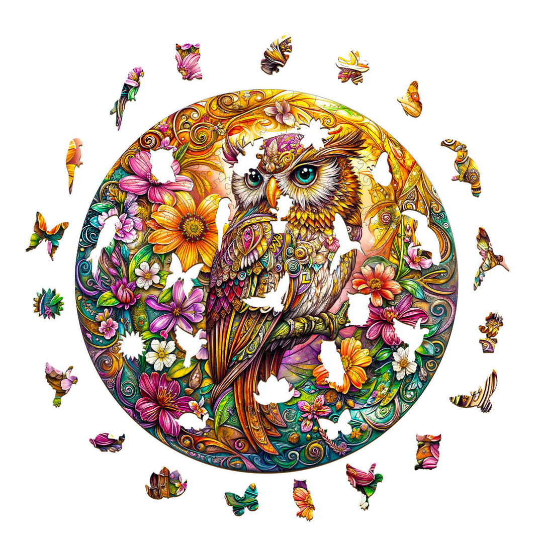 Color Owl Wooden Jigsaw Puzzle