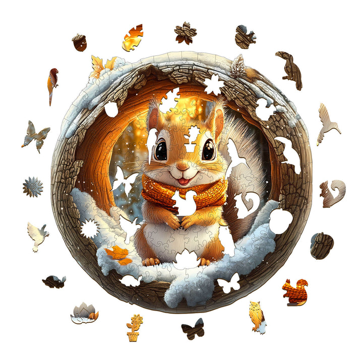 3D Cave Squirrel Wooden Jigsaw Puzzle