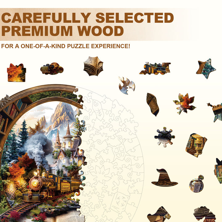 Train within the Book Wooden Jigsaw Puzzle